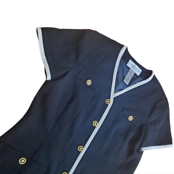 Vintage Evan-Picone Women Elegant Inspired Black White Button Down Dress - Picture 2 of 7